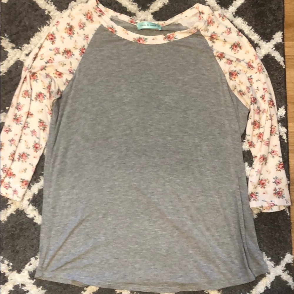 Long sleeve shirt with floral sleeves